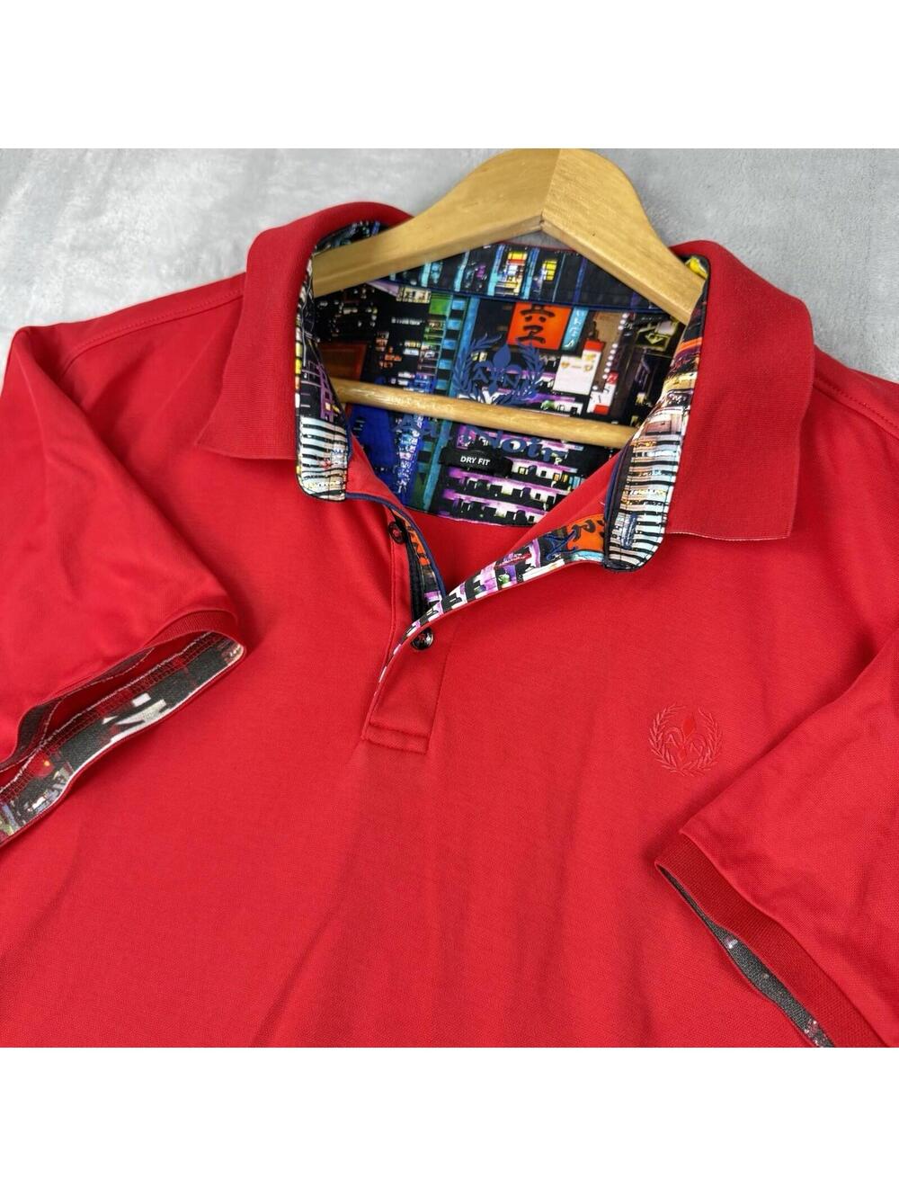 Au Noir Dry Fit Polo Shirt Mens 7 3XL Red Short Sleeve Designer Golf Luxury Prep